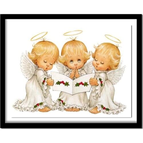 NEW 5D Diy Diamond Painting Cross Stitch Three Christmas Angel Wall Sticker Painting Diamond M02151