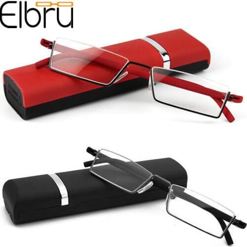 Elbru Comfy Half Frame TR90 Reading Glasses Women&Men Resin HD Foldable Presbyopic Glasses With+1.0+1.5+2.0+2.5+3.0+3.5+4.0