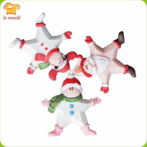 Christmas Themed Silicone Moulds Santa Chocolate Molds Snowman Fondant Cake Silicone Mold Baking Tools