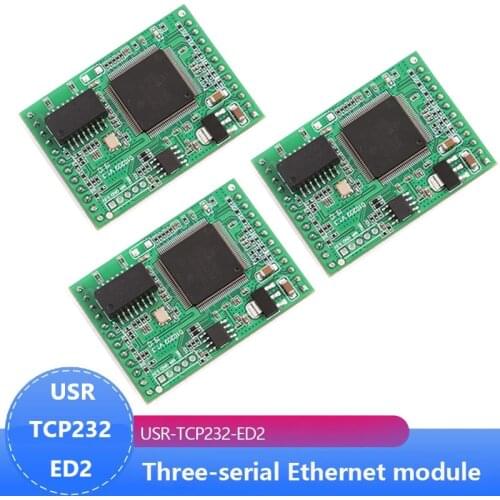 3PCS USR-TCP232-ED2 Triple Serial Device Server, UART TTL to Ethernet/TCP IP Module Converter Support D2D Forwarding