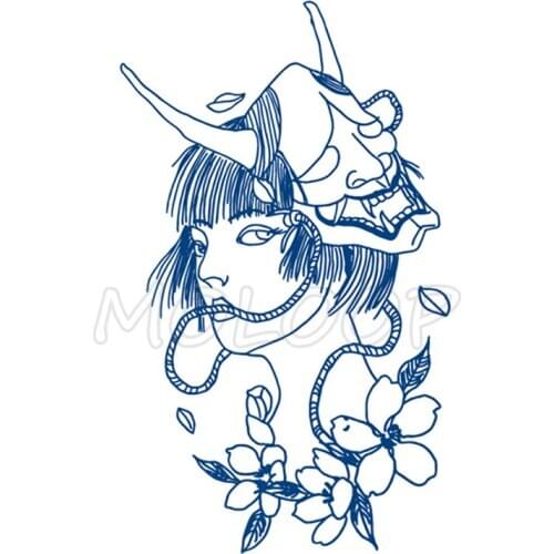 Juice Tattoo Sticker Prajna Mask Cool Girl Flower Waterproof Temporary Makeup Fake Tatoo for Women Men Lasting To 5 -15 Days