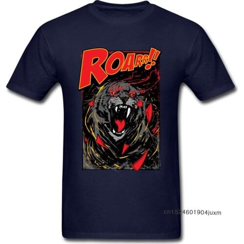 Crazy Mens Tshirt Tiger Print Tees 2018 Fashion Crew Neck Clothes 100% Cotton Fabric Top T-shirts Men T Shirt Navy Blue Vintage