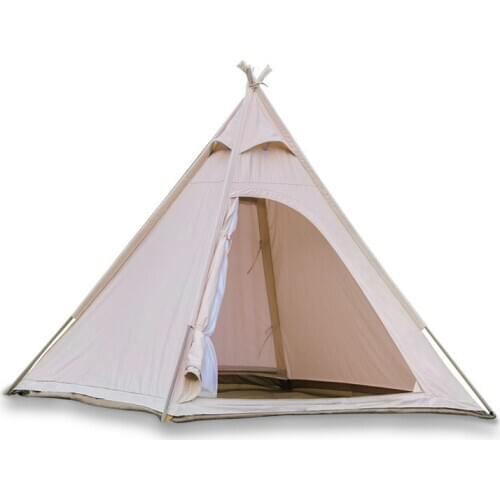 Landwolf Outdoor Indian Cotton & 600D oxford Tent 3-4 People Camping Pyramid Canopy Top Camping Technology Cotton Tent