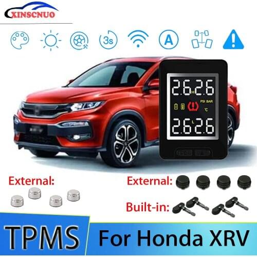 Smart Car TPMS Tire Pressure Monitor System For Honda XRV XR-V With 4 Sensors Wireless Alarm Systems LCD Display TPMS Monitor
