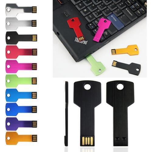 Cle U Pendrive Personalizado Metal Key USB Drive 4GB 8GB 32GB 64GB Storage Flash Disk Memory Stick Gifts(over 10pcs Logo Free)