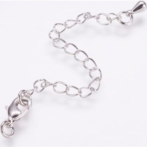 10 Sets Brass Extension Tail Chain Lobster Claw Clasps Bracelet Necklace Chain Extender for Jewelry Making Findings Accessories