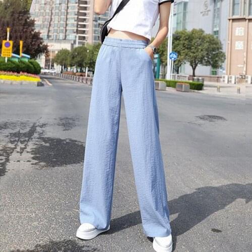 Women Pants Casual Loose Women Trouser 2021 Summer Cotton length Oversize Pockets Wide Leg Pants