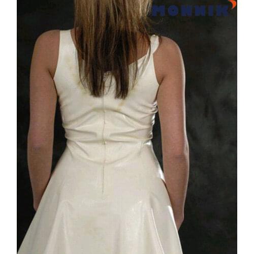 MONNIK latexSleeveness Latex Women dresses Rubber Unique Vestidos Club Wear Party New