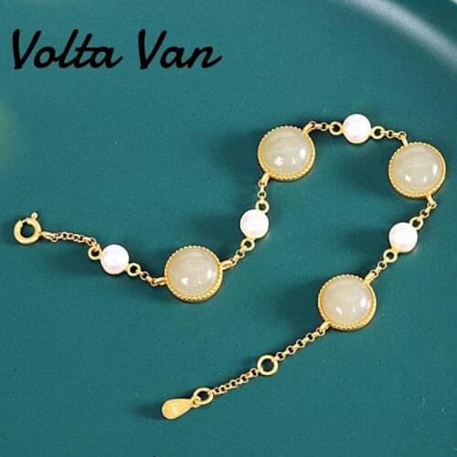 Volta Van 925 Sterling Silver Women Charm Bracelets Natural Jade Elegant 2021 New Fine Jewelry Trendy Design Concise Bracelet