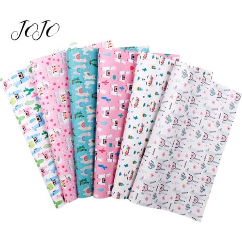 JOJO BOWS 22*30cm 1pc Faux Synthetic Leather Fabric For Needlework Alpaca Printed Sheets DIY Hair Bows Home Decor Apparel Sewing