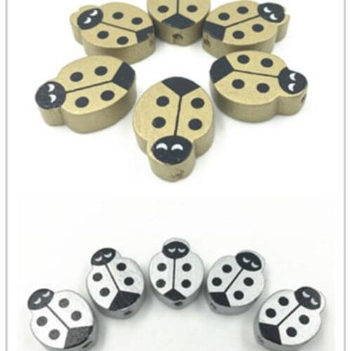 100pcs Wooden Ladybugs shape Loose Beads craft beads Necklace Make Accessories 20mm