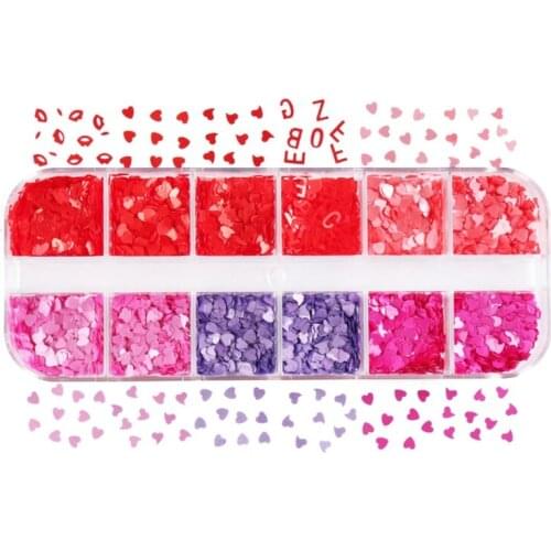 12 Grids Nail Art Fluorescent Sequins Holographic Glitter Flakes Resin Filling