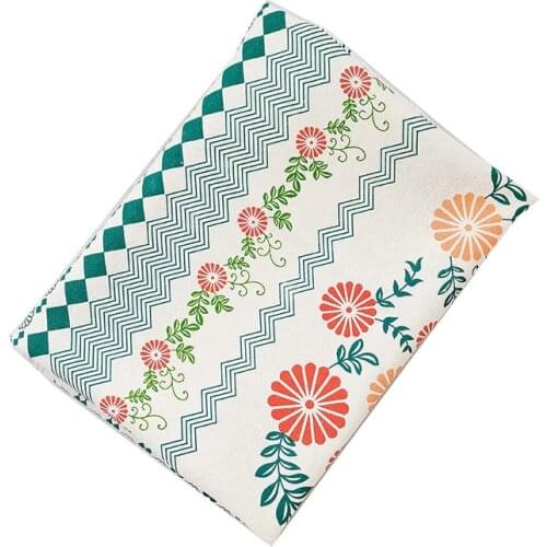 148x 50cm Cotton Linen Thick Retro Floral Sewing Fabric Tablecloth Pillow Handmade Flower Plant Door Curtain Cloth
