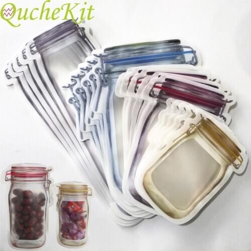 20pc Reusable Mason Jar Zipper Seal Bag Mason Jar Bottle Zipper Bag Waterproof Seal Fresh Food Storage Bag For Kitchen Organizer