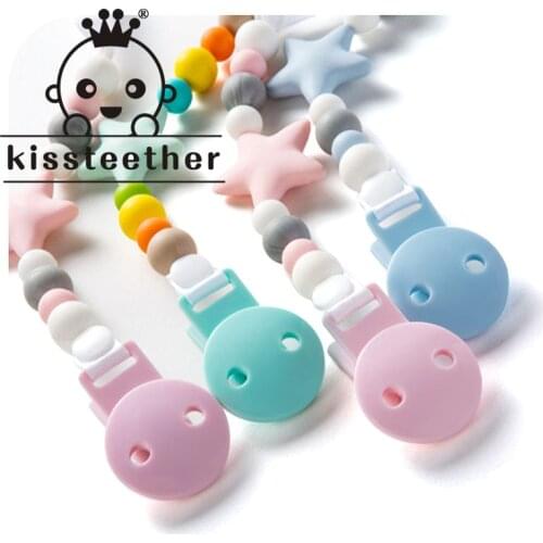 Kissteether Plastic Material Clips 5pcs Round Head Baby DIY Pacifier Chain Accessories Infant Soother Clip Safety Baby Teether