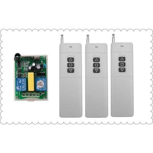 AC 220V 2CH RF 100-3000m Long Range Wireless Remote Control Receiver+3*Transmitter tubular motor garage door projection screen