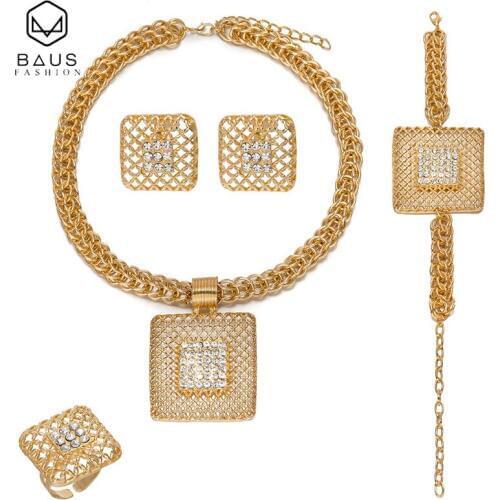 BAUS Quality Fashion turkish jewelry african jewelry set Dubai Gold color Jewelry sets African Women Big necklace set wholesale