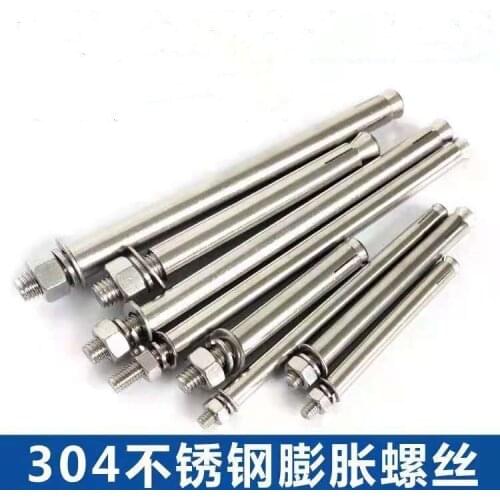 Freeshipping 10 Pieces in 1 Pack 304 Stainless Steel Expansion Screw, External Expansion Bolt, Long Pipe Series