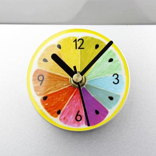 Unique Lemon Pattern Kitchen Refrigerator Fridge Magnet Portable Wall Clock Arabic Numeral Magmatic Clock Home Decoration