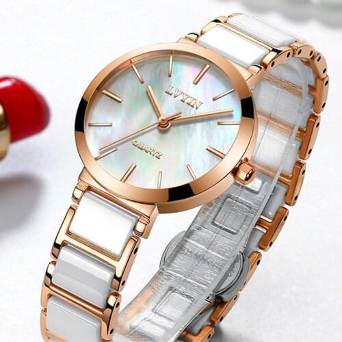 Watches Women Ceramic Fashion 2021 Wristwatches Elegant Waterproof Wristwatch Luxury Wristwatch Gold Colorful Dial Watch