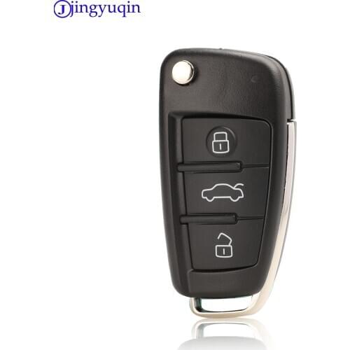 Jingyuqin 3 Button Folding Remote Flip Car Key Case Shell Fob For Audi A2 A3 A4 A6 A6L A8 Q7 TT Key Fob Case Replacement