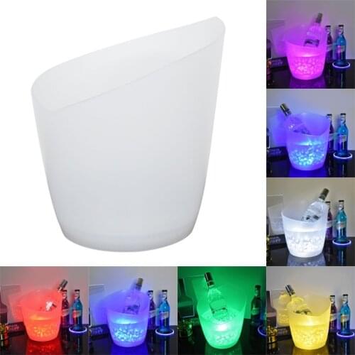 Colorful LED Oblique Luminous Ice Bucket Bar Wine Trough Water Entertainment Stand Wine Holder Glass Wine Bottle Storage 124E