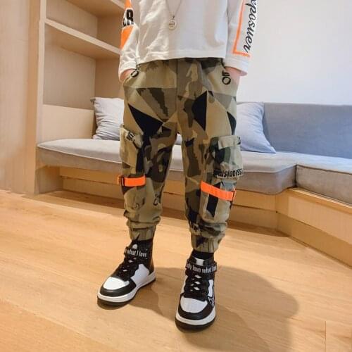 Childrens Trousers 4-10 Y Teen Boys Fashion Cargo Pants 2021 Spring New Boys Korean Casual Loose Camouflage Pants Kids Trousers