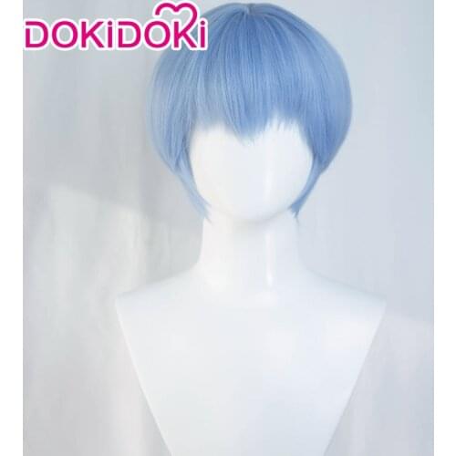DokiDoki Anime Cosplay Wig Blue Cosplay Wig Women Cute Short Hair Blue Rei Wigs