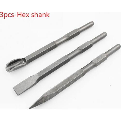 3pcs/set Hex shank Electric Hammer Drill Chisel Plus Rotary Hammer Bits Set Fit Concrete Hydropower Installation Tools