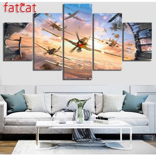 FATCAT Fighter 5 Piece Diy Diamond Painting Full Square Round Drill Diamond Embroidery Sale Needlework Home Decoration AE2042