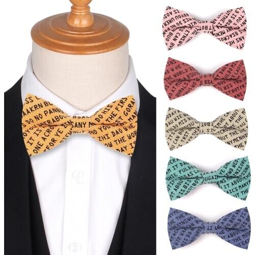 Cotton Men Bow tie Casual Shirts Bowtie For Men Women Adult Print Letter Bow Ties Cravats Wedding Adjustable Bowties Bowknot