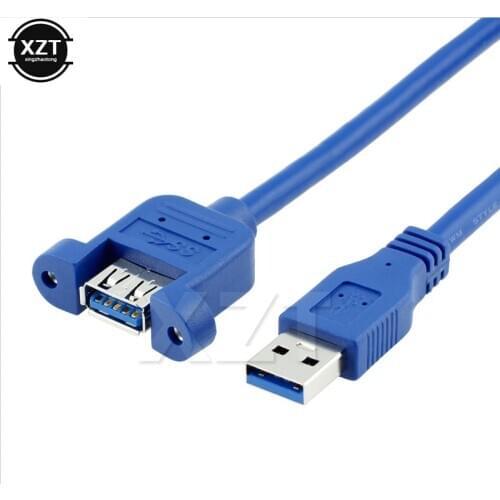 USB3.0 Extension Cable USB 3.0 Cable Male to Female Extender Data Sync no Screw Panel Mount Connector for PC Printer Hard Disk