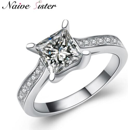 Classic Wedding Band Promise Rings for Women Bridal Engagement Jewelry Lady Girls Cubic Zirconia Jewellery Party Love Gift Cute