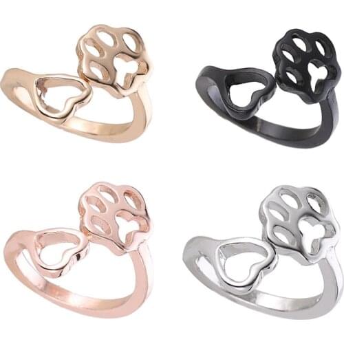 Fashion Cute Hollow Pet claw Open Rings For Women Girls Simplicity Finger Gold Silver Color Jewelry Party Gifts