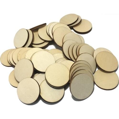 20pcs 30mm Round Shape Unfinished Wood DIY Crafts Circle Nutural Wooden Cutouts Slices for Home Painting DIY Craft Decor