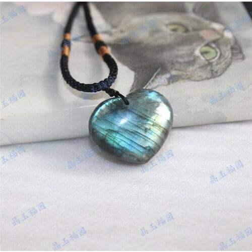 Labradorite Pendant Necklace for Women, Natural Semi Precious Pendant with Braided Necklace for Women Men