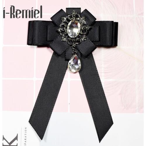 I-Remiel Ribbon Bow Brooch Tie High-grade Flower Brooches Pin Bowknot Bowtie Corsage Black Broche for Men Crafts Bouquet Wedding