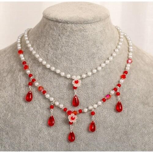 Fashion Double Layers Pearls Geometric Flowers Pendants Necklaces For Women White Pearl Chain Necklace New Design Jewelry Gift