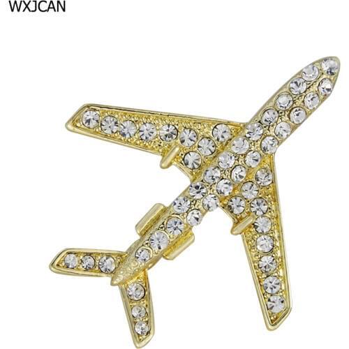 WXJCAN 5 styles plane brooch men women Metal inlay much rhinestone brooch plane aircraft airplane broche brosche broszka B5163