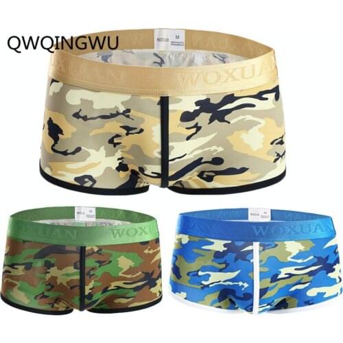 3PCS/Lot Mens Boxers Sexy Men Underwear Male Underpants Camouflage Male Panties Polyester Shorts U Convex Pouch Boxers Trunk