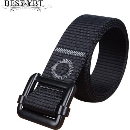 Best YBT Men belt new casual black Alloy ring buckle belt Allergy-proof mens outdoor sport lightweight nylon belt