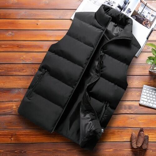 Mens vest men winter Jackets warm Cotton-Padded Mens Vests Casual Coats Male Fashion Vest Men Waistcoat Zipper Sleeveless Coat