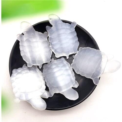 Natural White Selenite Crystal Tortoise Hand-Carved Crystal Turtle Animals Crafts Decor Natural Stones and Minerals
