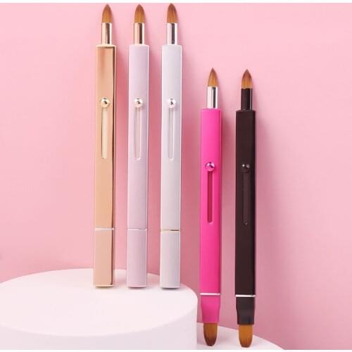 Single Lip Brush Lipstick Brush Portable Retractable Cover Mini Double-head Smudge Concealer Brush Cosmetic Makeup brushes TSLM1
