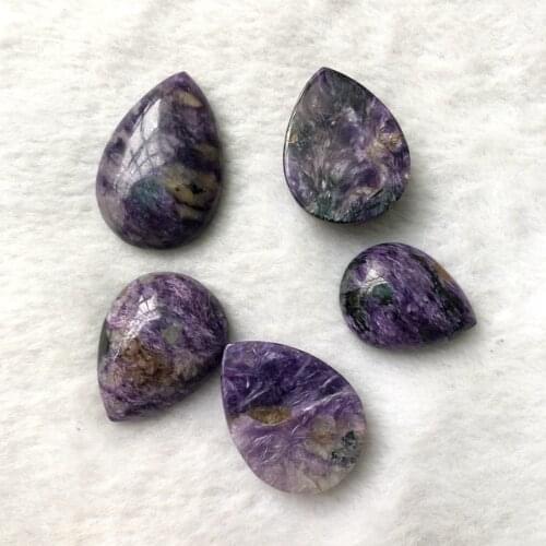 Wholesale 1pcs/lot 100% Natural Charoite Bead Pendant Pear Shape Gem stone Cabochon Pendant,Ring Face,25mm-45mm