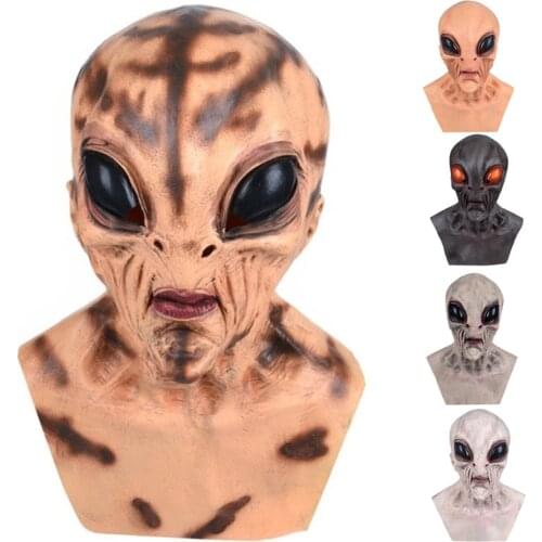 ET Mask Area 51 Full Head Realistic Masks Fancy Dress Costume for Halloween Party Carnival Latex Head Mask Gray
