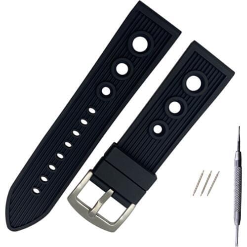 Nature Rubber 22mm Black Watchband Bracelet For Breitling strap Navitimer Avenger Watch band Strap