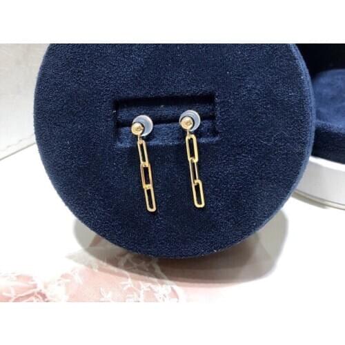 MADALENA SARARA 18K Yellow Gold Earrings Geometric Retangular Circle Style AU750 Women Dangle Earring