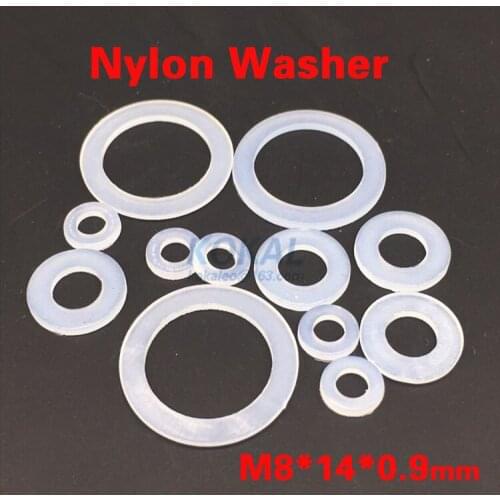 [8*14*0.9] 500Pcs DIN125 ISO7089 white Plastic Nylon Inner M8 Washer Plated Flat Spacer Washer Seals Gasket Ring 8*14*0.9mm