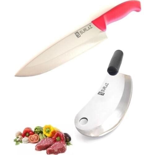 SürLaz 2 PCS Chef Knife Slicing Stainless Steel Turkish Kitchen Knives Meat Tools with ergonomic
